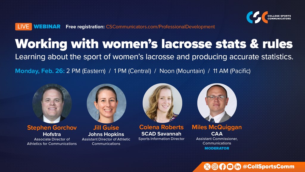 Free Live Webinar: Working with women's lacrosse statistics, stat rules & producing accurate statistics — Feb. 26 at 2 PM (ET)